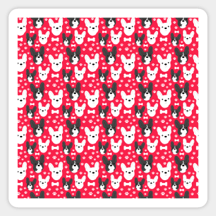 FRENCHIE French Bulldog Pattern in Red Fun Frenchies Paw Prints and Bone Print Sticker